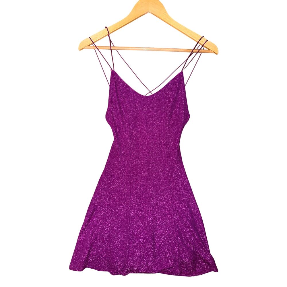 NWT lulus purple shimmer party dress XS party dance date night strappy flawed
